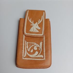 WESTERN LEATHER CELL PHONE CASE, FUNDA VAQUERA DE CUERO COWBOY RODEO PHONE CASE‎